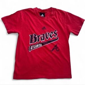 Adidas Boys Atlanta Braves Red Graphic T-Shirt Size Small (8) MLB